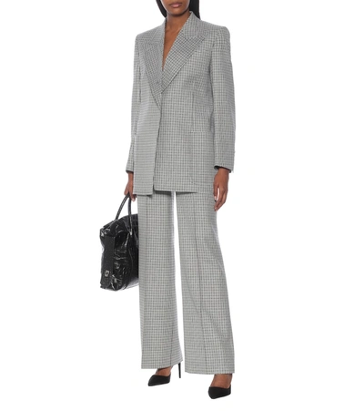 Shop Givenchy Checked Wool Blazer In Grey