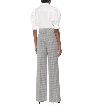 Shop Givenchy High-rise Checked Wide-leg Wool Pants In Black