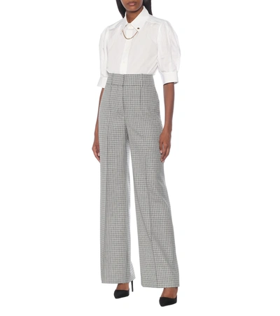 Shop Givenchy High-rise Checked Wide-leg Wool Pants In Black