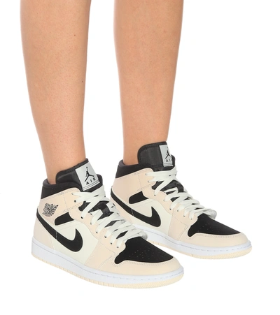 Shop Nike Air Jordan 1 Mid Leather Sneakers In Multicoloured