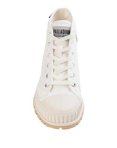 Shop Palladium Pallashock Mid Og Woman Sneakers White Size 8 Cotton
