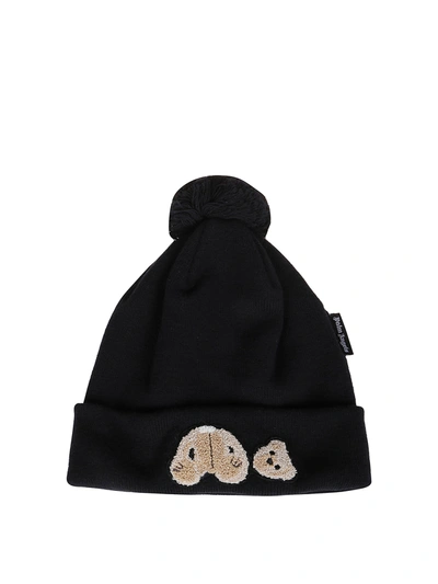 Shop Palm Angels Bear Patch Beanie In Black