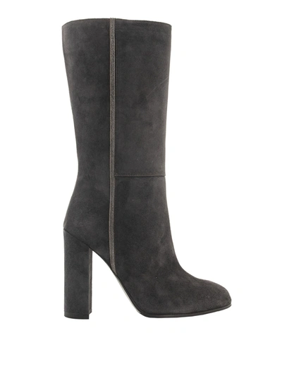 Shop Fabiana Filippi Dora Embellished Boots In Dark Grey