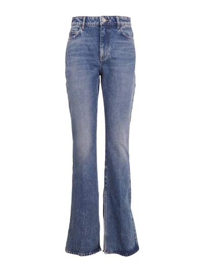 Shop Attico Faded Denim Flared Jeans In Medium Wash