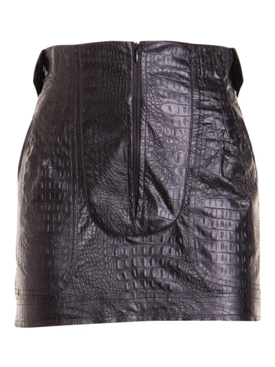 Shop Amen Croc Print Faux Leather Skirt In Black