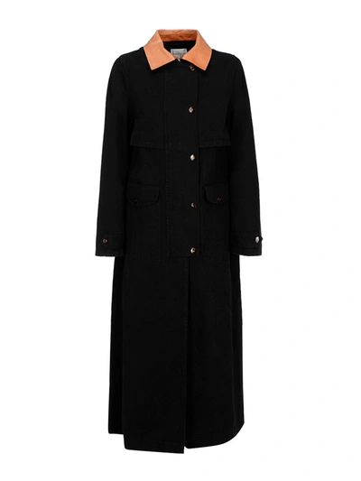 Shop Forte Forte Contrasting Collar Trench Coat In Black