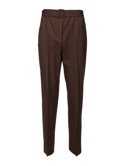 Shop Agnona Matching Belt Pants In Brown