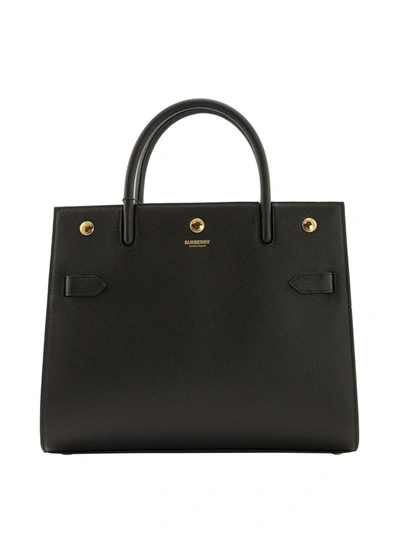 Shop Burberry Grainy Leather Bag In Black