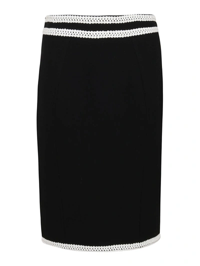 Shop Moschino Passementerie Detail Skirt In Black