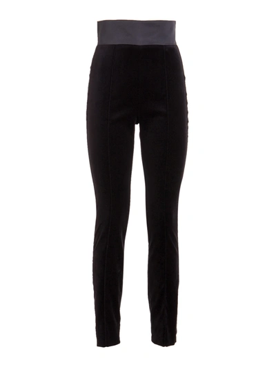 Shop Roberto Cavalli Slim Fit Velvet Trousers In Black