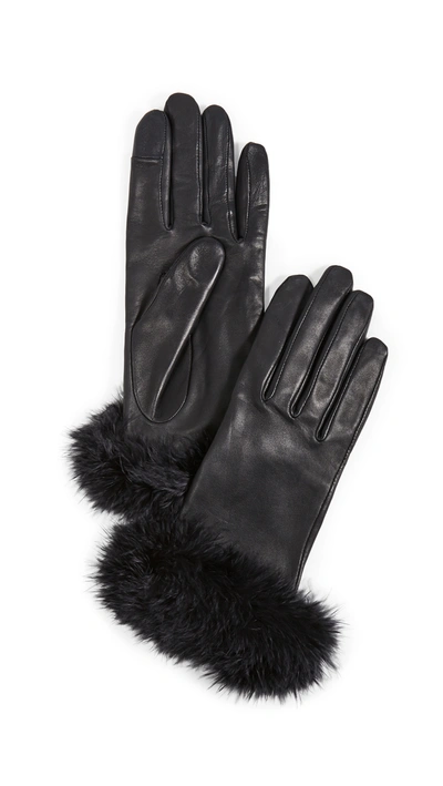 Shop Agnelle Boa Gloves In Noir