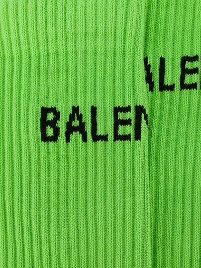 Shop Balenciaga Logo Knit Socks In Green