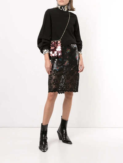 Shop Paco Rabanne Lace-trimmed Chainmail Skirt In Black