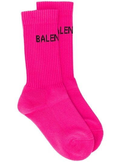 Shop Balenciaga Logo Knit Socks In Pink
