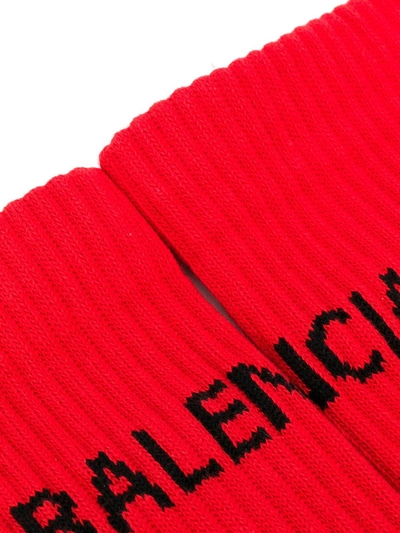 Shop Balenciaga Logo Knit Socks In Red