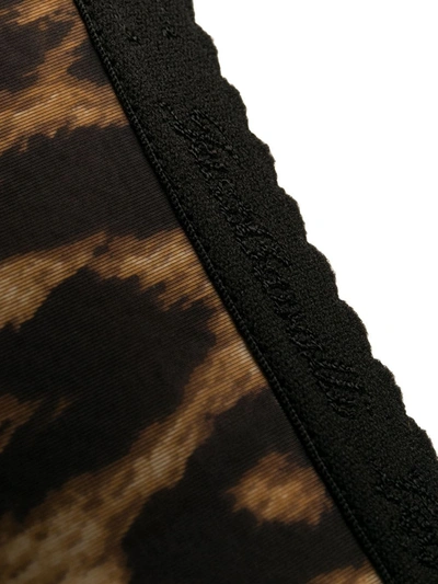 Shop Just Cavalli Leopard-print Thong In Brown
