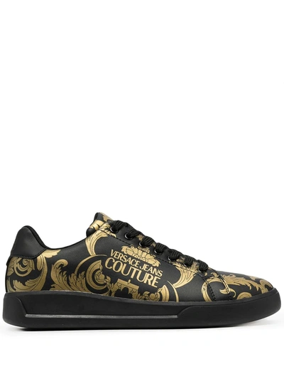 Shop Versace Jeans Couture Baroque Print Sneakers In Black