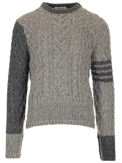 Shop Thom Browne Fun Mix Crewneck Sweater In Grey