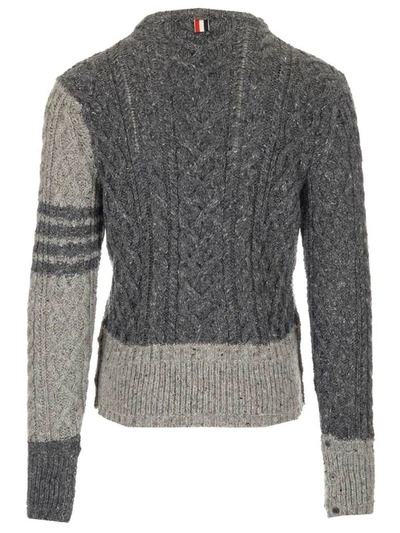 Shop Thom Browne Fun Mix Crewneck Sweater In Grey