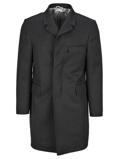 Shop Thom Browne Classic Chesterfield Coat In Grey