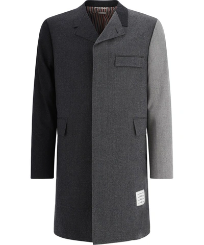 Shop Thom Browne Thome Browne Gradient Chesterfield Coat In Grey