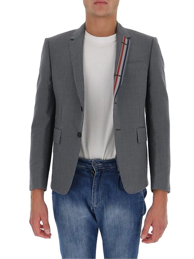 Shop Thom Browne Single Breasted Blazer In Grey