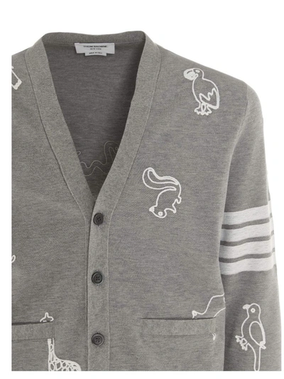 Shop Thom Browne Icon Cardigan In Grey