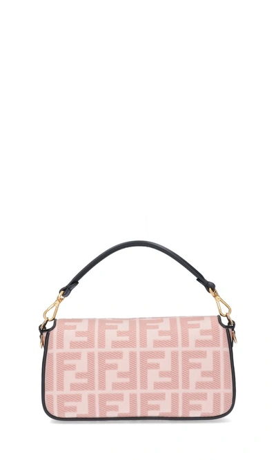Shop Fendi Baguette Embroidered Shoulder Bag In Pink