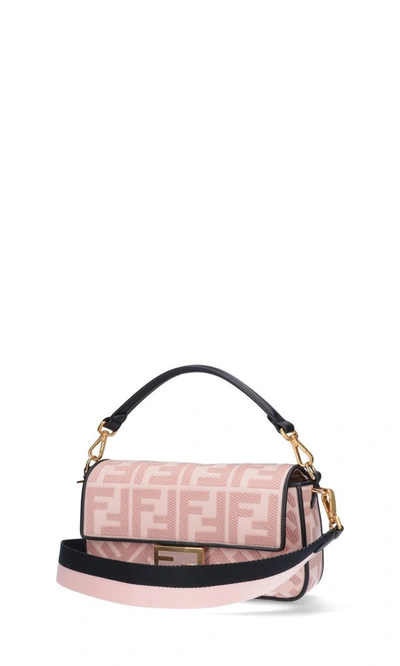 Shop Fendi Baguette Embroidered Shoulder Bag In Pink