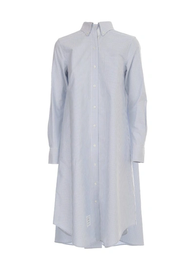 Shop Thom Browne Oxford Shirt Dress In Blue