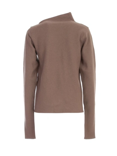 Shop Lemaire Asymmetrical Collar Sweater In Brown
