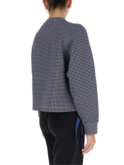 Shop Fendi Logo Checked Sweatshirt In Blue