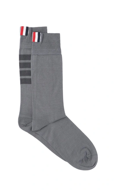 Shop Thom Browne 4 Bar Socks In Grey