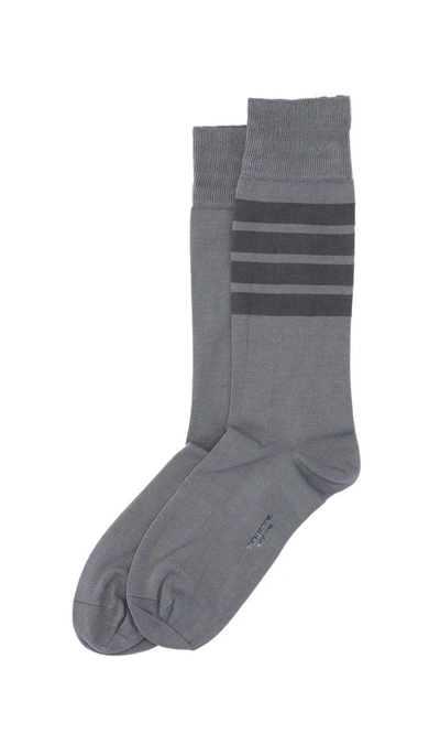 Shop Thom Browne 4 Bar Socks In Grey