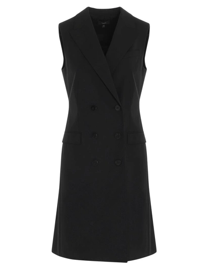 Shop Theory Double Breasted Vest Dress In Black
