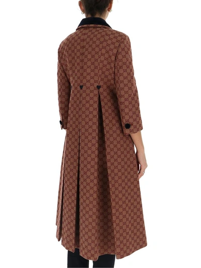 Shop Gucci Gg Canvas Coat In Brown