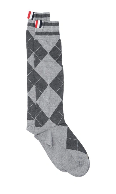 Shop Thom Browne Argyle Socks In Grey