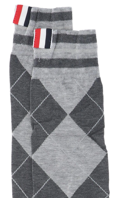 Shop Thom Browne Argyle Socks In Grey