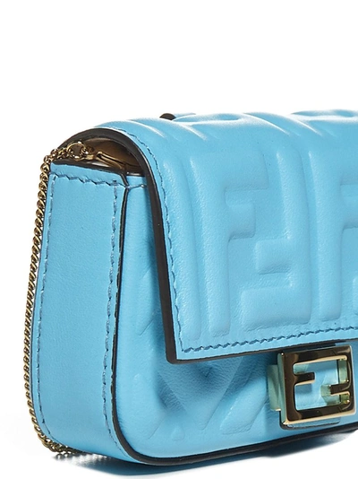 Shop Fendi Nano Baguette Key Charm In Blue