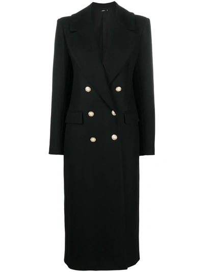 Shop Amen Pearl-button Double-breasted Coat In Black