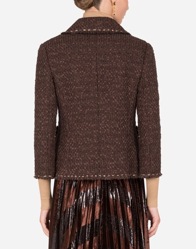 Shop Dolce & Gabbana Short Single-breasted Tweed Jacket In Brown