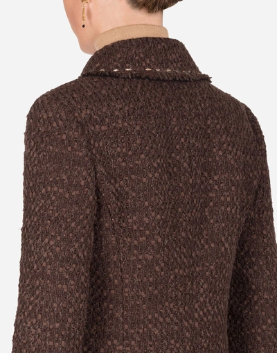 Shop Dolce & Gabbana Short Single-breasted Tweed Jacket In Brown