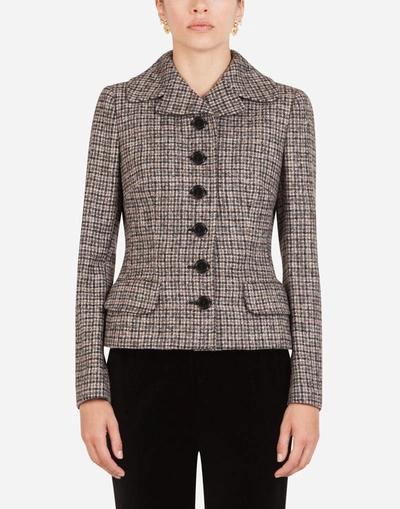 Shop Dolce & Gabbana Short Single-breasted Tweed Dolce Jacket