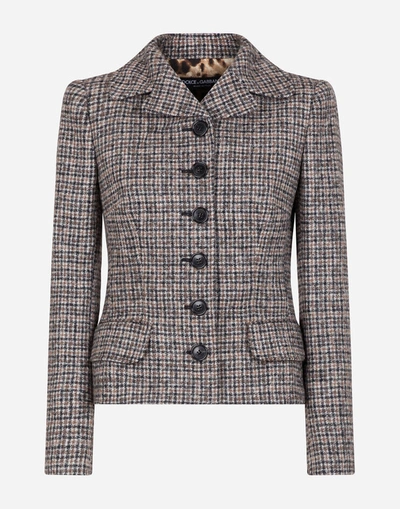 Shop Dolce & Gabbana Short Single-breasted Tweed Dolce Jacket