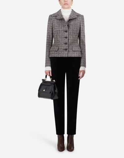 Shop Dolce & Gabbana Short Single-breasted Tweed Dolce Jacket