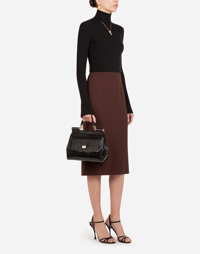 Shop Dolce & Gabbana Cady Midi Pencil Skirt