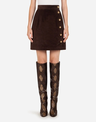 Shop Dolce & Gabbana Short Corduroy Skirt
