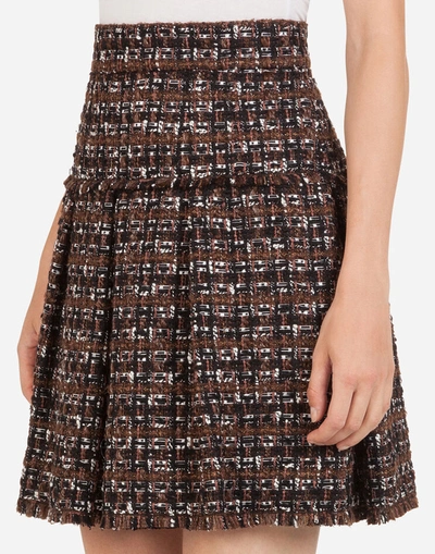 Shop Dolce & Gabbana Short Tweed Circle Skirt With Flounce Detailing