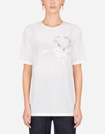 Shop Dolce & Gabbana Crepe De Chine Top With Embroidery