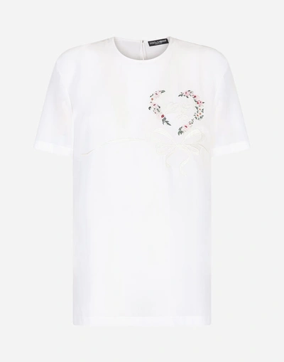 Shop Dolce & Gabbana Crepe De Chine Top With Embroidery
